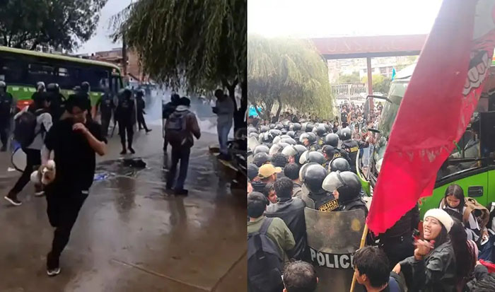 Cusco: PNP lanza bombas lacrimógenas a estudiantes de la UNSAAC durante marcha por el medio pasaje 